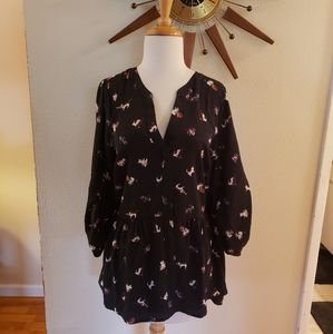 Mod Cloth Jessy B. 1X Peplum Blouse w/ Cat Pattern